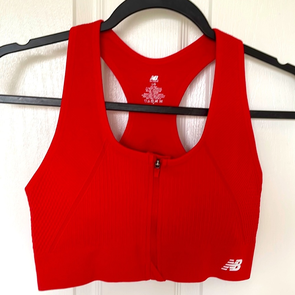 NWOT Red Front Zipper New Balance Sports Bra
